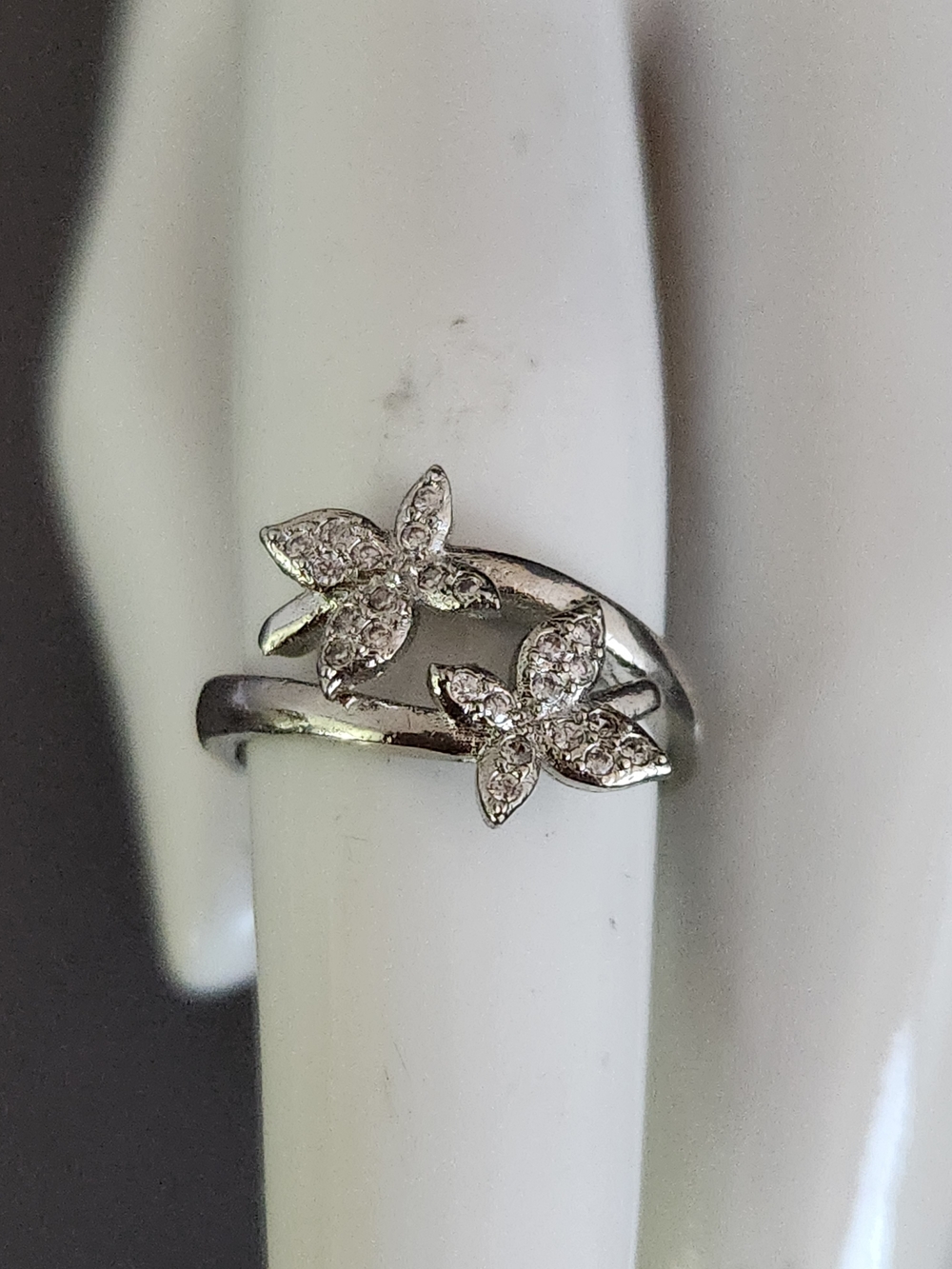 Silver Butterfly Crystal Wrap Ring